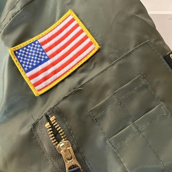 Kids Flight Jacket With Patches Boys Size S Fighter Pilot Boys Green - Picture 13 of 14